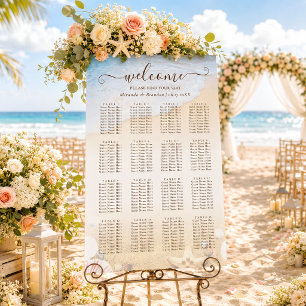 Tropical Starfish Beach Wedding Seating Chart Foam Board