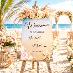Tropical Starfish Beach Wedding Welcome Sign