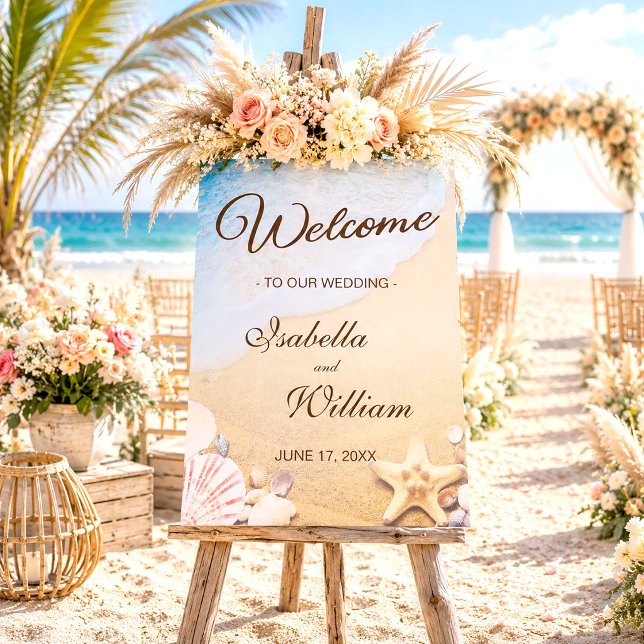 Tropical Starfish Beach Wedding Welcome Sign (Creator Uploaded)