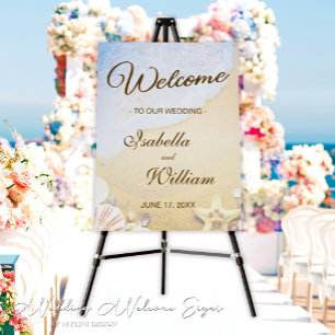 Tropical Starfish Beach Wedding Welcome Sign