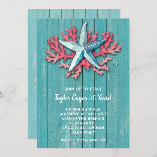 Tropical Starfish Birthday Invitations