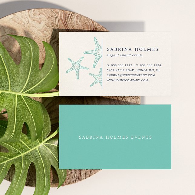 Tropical Starfish Business Cards | Aqua (Creator Uploaded)