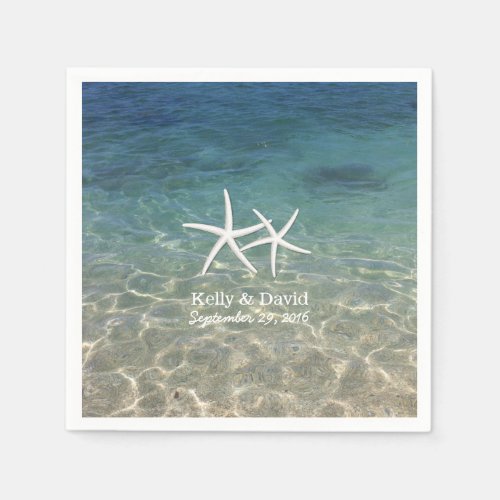 Tropical Starfish Custom Name Beach Wedding Napkins