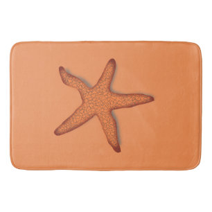 Tropical Starfish Orange Bathroom Mat