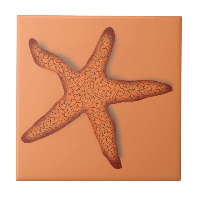 Tropical Starfish Orange Ceramic Tile (Front)