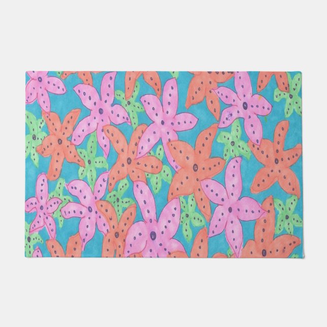 Tropical Starfish Pattern  Doormat (Front)