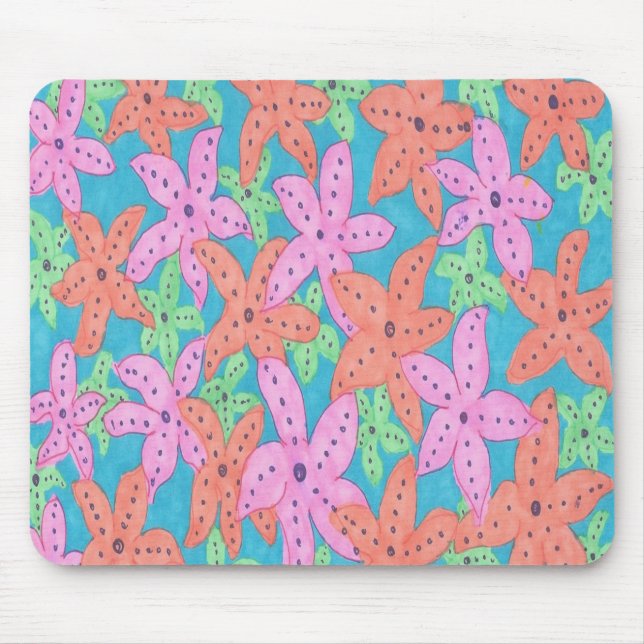 Tropical Starfish Pattern Mouse Pad (Front)