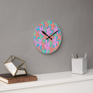 Tropical Starfish Pattern Round Clock
