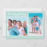 Tropical Starfish SEAsons Greetings | Two Photos Holiday Card<br><div class="desc">A tropical twist on "Season's Greetings" with SEAS & GREETINGS in modern brush handwritten typography and accented with two stamped starfish. This aquatic or beach themed holiday greeting photo card with two photos coordinates with your beach, cruise, water sports or tropical vacation photos or you're sending wishes from your tropical...</div>