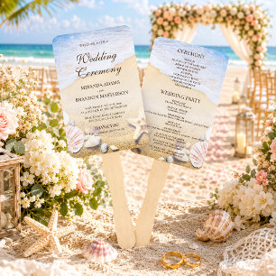 Tropical Starfish Shells Beach Wedding Program Fan
