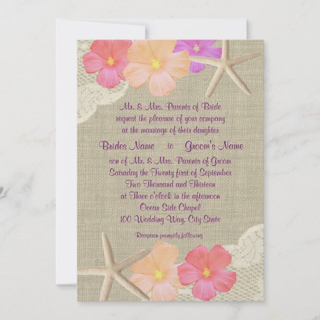 Tropical Starfish Wedding Invitation (Front)