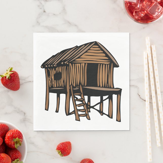 Tropical Stilt House Traditional Thatched Hut Napkins (Creator Uploaded)