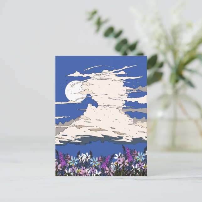 Tropical Storm and Flowers Postcard (Standing Front)