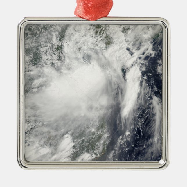Tropical storm Conson approaching Vietnam Metal Ornament (Front)