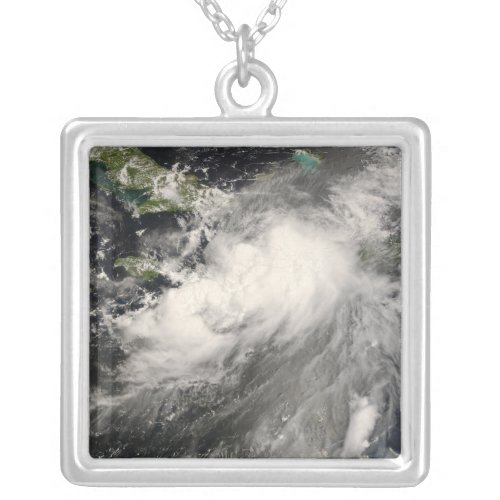 Tropical Storm Gustav in the Caribbean Sea Silver Plated Necklace