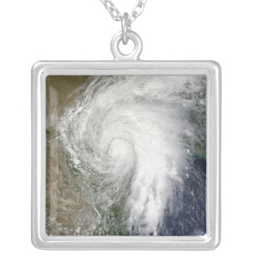 Tropical Storm Hermine over Texas Silver Plated Necklace