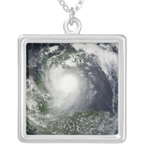 Tropical Storm Karl over the Yucatan Peninsula Silver Plated Necklace