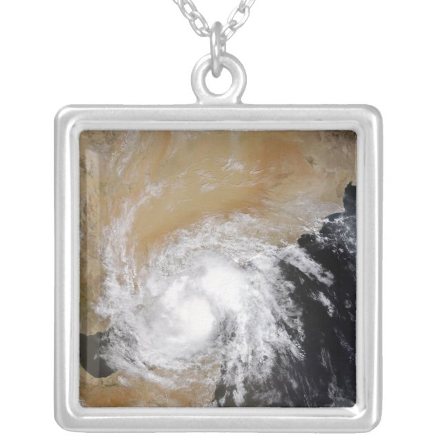 Tropical Storm Three in the northern Indian Oce Silver Plated Necklace (Front)