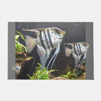 Tropical Striped Fish Design Door Mat
