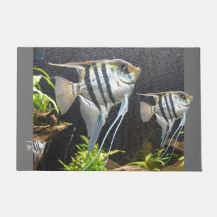 Tropical Striped Fish Design Door Mat