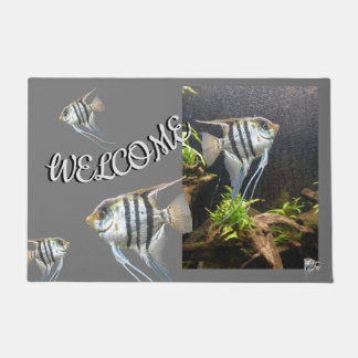 Tropical Striped Fish Design WELCOME Door Mat
