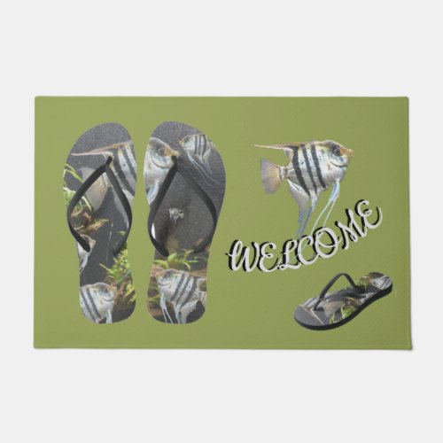 Tropical Striped Fish WELCOME Cust Door Mat