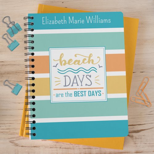 Tropical Stripes Beach Days Monogrammed Notebook