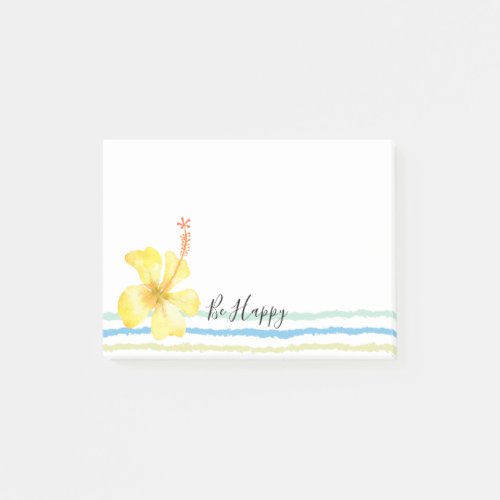 Tropical Stripes Yellow Hibiscus Floral Post_it Notes