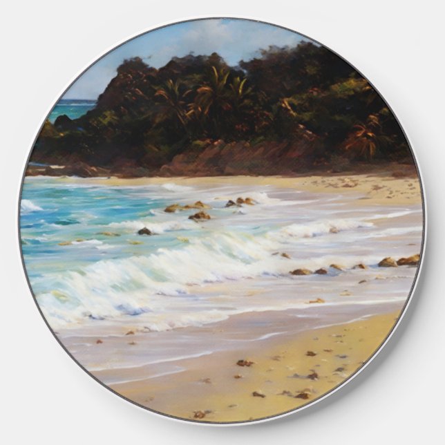 Tropical Style Beach Wave Art Charger (Front)