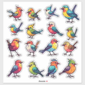 Tropical Style Colorful Bird Sticker Set 🐦