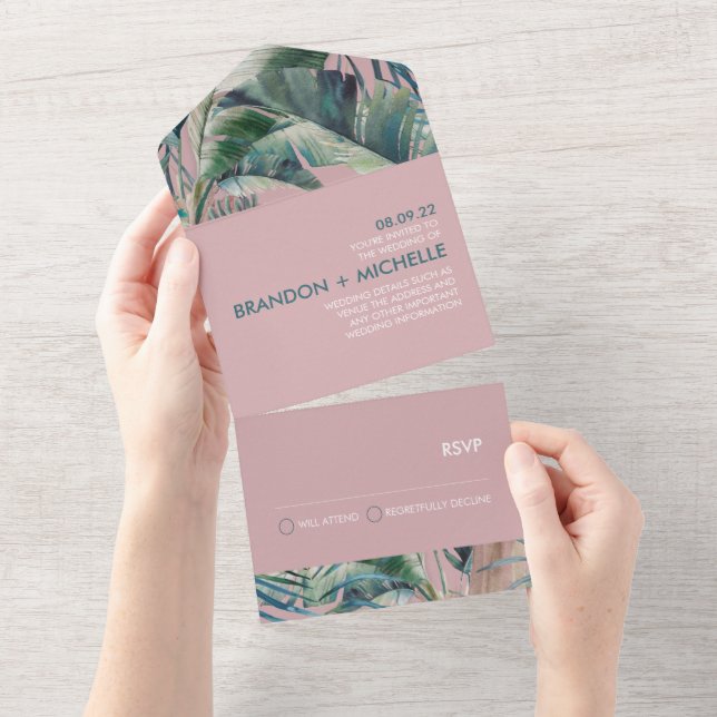 Tropical Style Deco invitation Wedding (Tearaway)