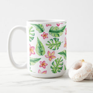 Tropical Style Flowers And Leaves Coffee Mug