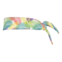 Tropical Stylized Leafs Colorful Pattern Tie Headband