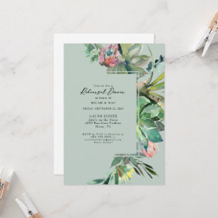 Tropical Succulent Cactus Rehearsal Dinner Invitation
