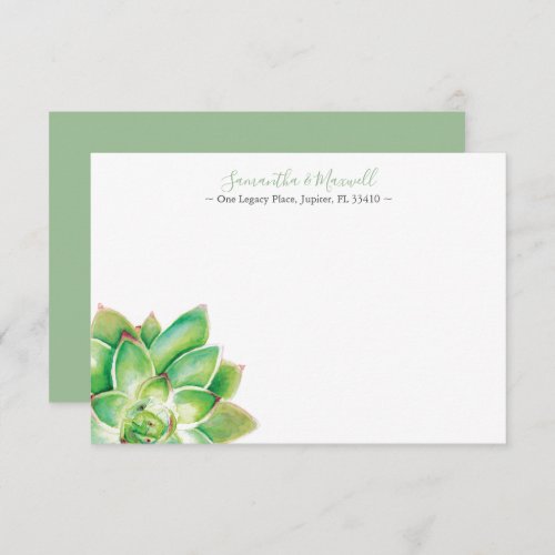 Tropical Succulent Personalized Stationery  Note Card