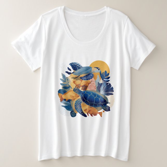 Tropical Summer Animals Gift Plus Size T-Shirt (Design Front)