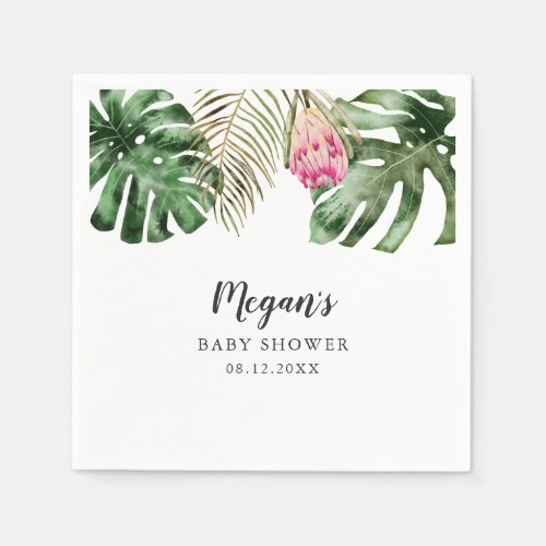 Tropical Summer Baby Shower Watercolor Napkins