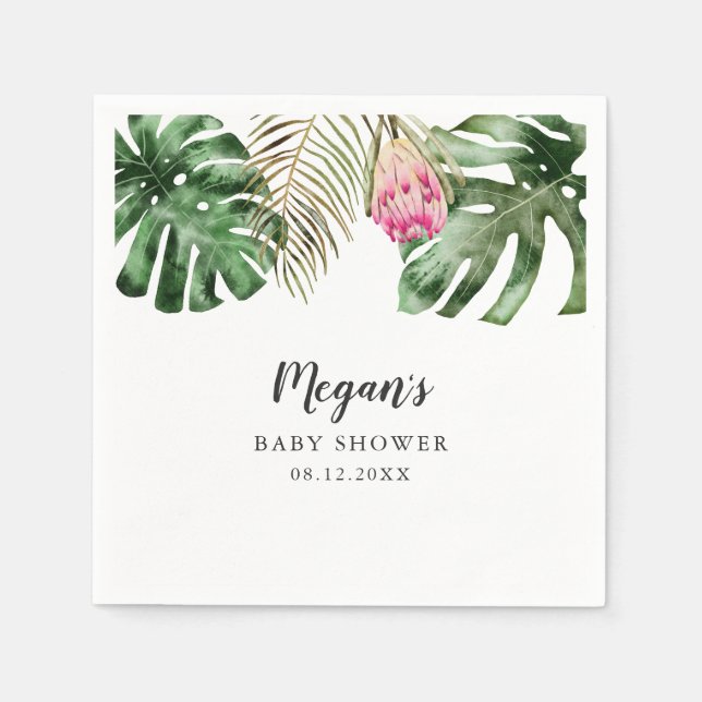 Tropical Summer Baby Shower Watercolor Napkins (Front)