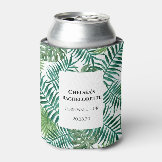 Tropical Summer Bachelorette Party Can Cooler (Can Front)