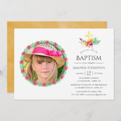 Tropical Summer Baptism or Christening Invitation