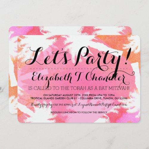 Tropical Summer Bat Mitzvah Invites