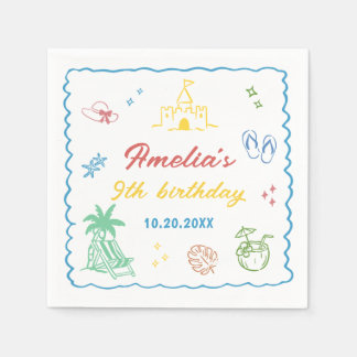 Tropical Summer Beach Birthday Party Napkins