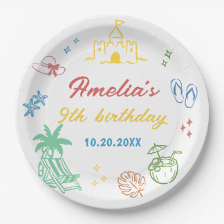 Tropical Summer Beach Birthday Party Paper Plates