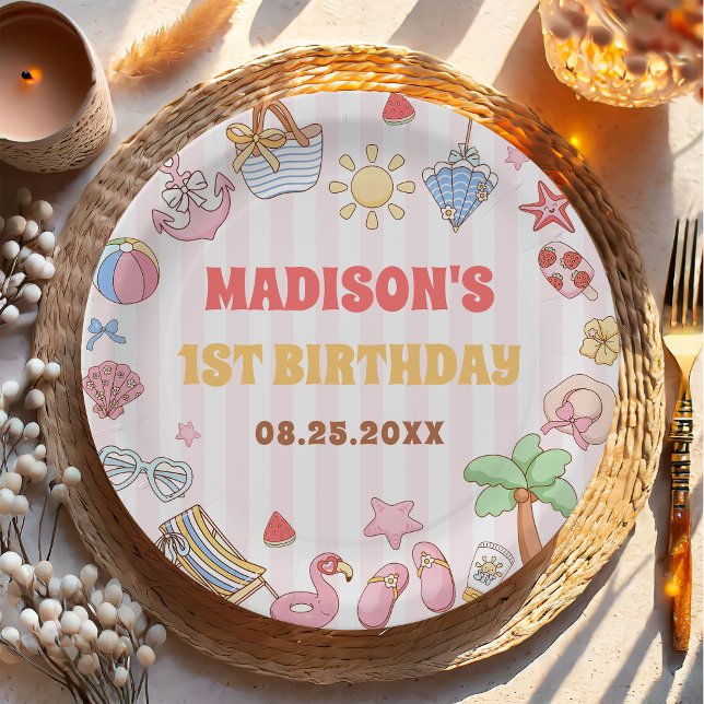 Tropical Summer Beach Birthday Party  Paper Plates (Creator Uploaded)