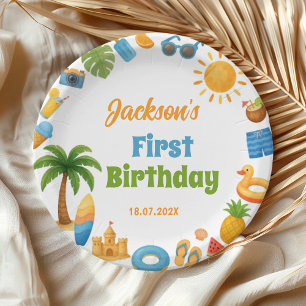 Tropical Summer Beach Birthday Party Paper Plates