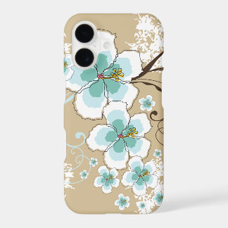 Tropical Summer Beach Blue Hibiscus Flower Grunge iPhone 17 Case