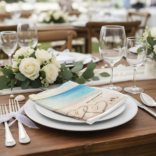 Tropical Summer Beach Heart Shore wedding napkins