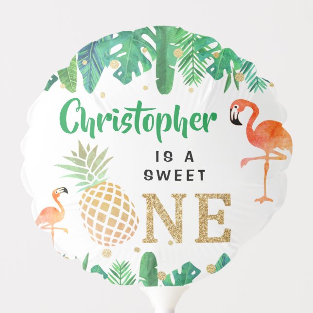 Tropical Summer Beach Luau Boys 1st Birthday Balloon (Front)