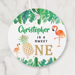 Tropical Summer Beach Luau Boys 1st Birthday Favor Tags