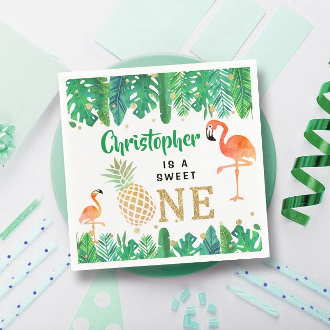 Tropical Summer Beach Luau Boys 1st Birthday Napkins (Creator Uploaded)